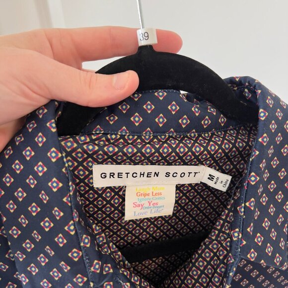 39 Gretchen Scott Pattern Long Sleeve Polo Dress Size Medium - Picture 4 of 6